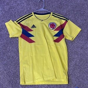 Adidas Yellow Colombia Soccer Jersey with Red and Blue Accents